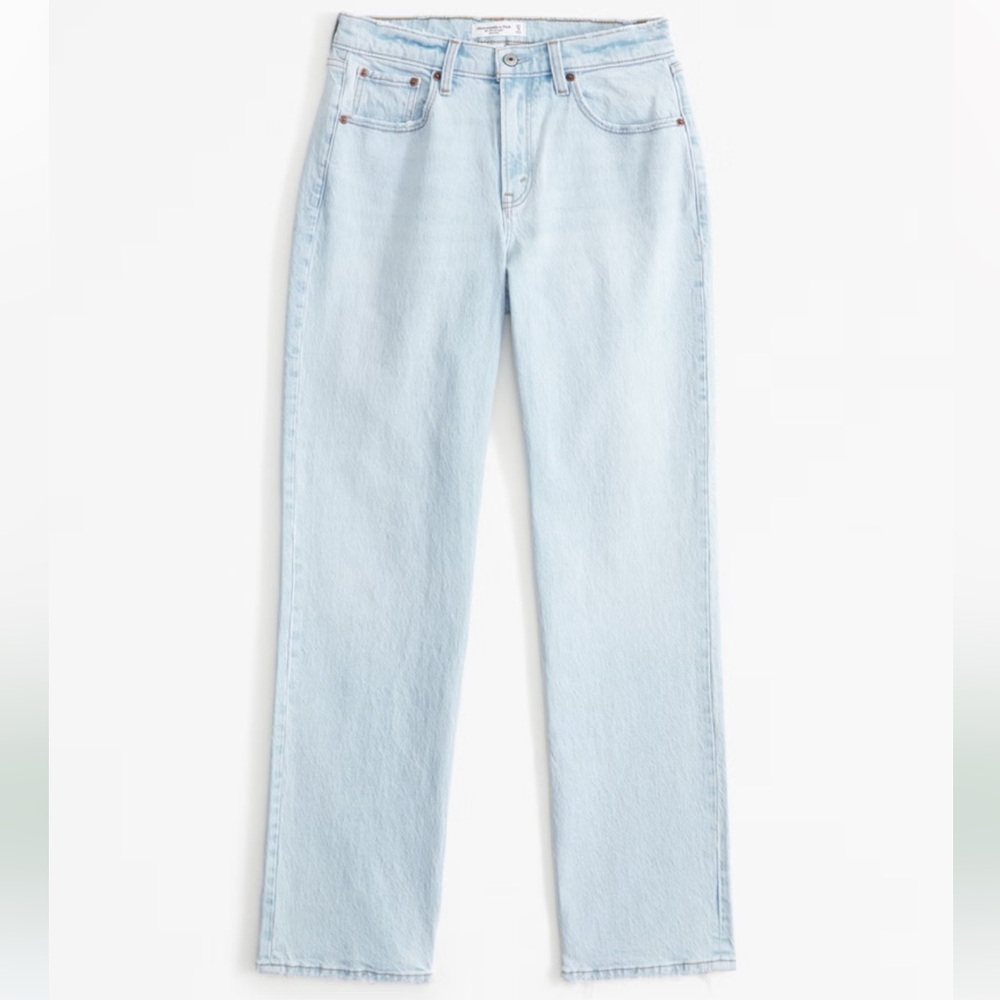 Abercrombie & Fitch Women's Light Blue “The 90s Straight Low Rise” - Picture 3 of 6
